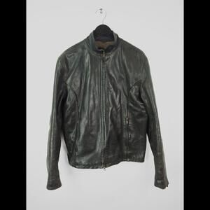 BELSTAFF GOLD LABEL Men's Sz XL Gray Leather Moto Cafe Racer Jacket ITALY